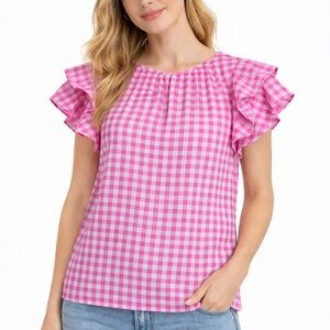 J.Crew Pink Gingham Blouse - Size XS